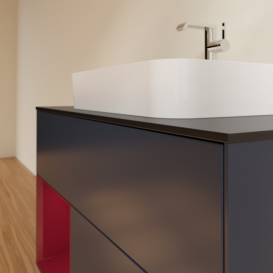 Тумба под раковину Villeroy & Boch Finion 100х50,1 см с подсветкой МДФ темно-синий матовый лак/стекло черное матовое F362HBHG