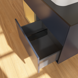 Тумба под раковину Villeroy & Boch Finion 100х50,1 см с подсветкой МДФ темно-синий матовый лак/стекло черное матовое F362HFHG