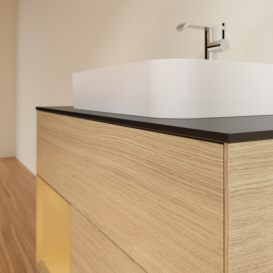 Тумба под раковину Villeroy & Boch Finion 100х50,1 см с подсветкой МДФ шпон дуба/стекло черное матовое F362HFPC