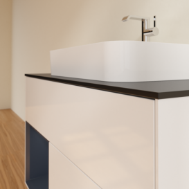 Тумба под раковину Villeroy & Boch Finion 100х50,1 см с подсветкой МДФ глянцевый белый лак/стекло черное матовое F362HGGF