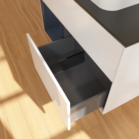 Тумба под раковину Villeroy & Boch Finion 100х50,1 см с подсветкой МДФ глянцевый белый лак/стекло черное матовое F362HGGF