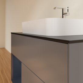 Тумба под раковину Villeroy & Boch Finion 100х50,1 см с подсветкой МДФ антрацит матовый лак/стекло черное матовое F362HGGK