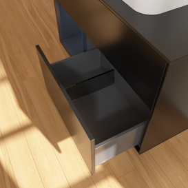 Тумба под раковину Villeroy & Boch Finion 100х50,1 см с подсветкой МДФ черный матовый лак/стекло черное матовое F362HGPD