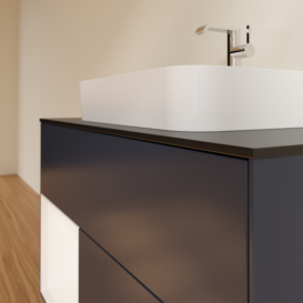 Тумба под раковину Villeroy & Boch Finion 100х50,1 см с подсветкой МДФ темно-синий матовый лак/стекло черное матовое F362MTHG