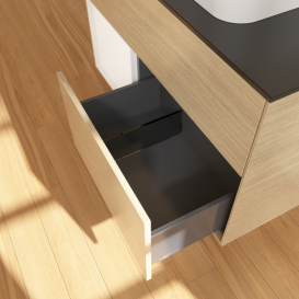 Тумба под раковину Villeroy & Boch Finion 100х50,1 см с подсветкой МДФ шпон дуба/стекло черное матовое F362MTPC