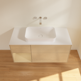 Тумба под раковину Villeroy & Boch Finion 120х50,1 см с подсветкой МДФ шпон дуба/стекло белое матовое G701PCPC