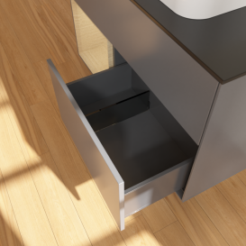 Тумба под раковину Villeroy & Boch Finion 100х50,1 см с подсветкой МДФ антрацит матовый лак/стекло черное матовое F362PCGK