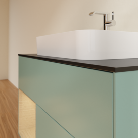 Тумба под раковину Villeroy & Boch Finion 100х50,1 см с подсветкой МДФ оливковый матовый лак/стекло черное матовое F362PCGM