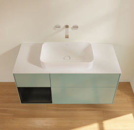 Тумба под раковину Villeroy & Boch Finion 120х50,1 см с подсветкой МДФ оливковый матовый лак/стекло белое матовое G701PDGM