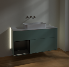 Тумба под раковину Villeroy & Boch Finion 120х50,1 см с подсветкой МДФ оливковый матовый лак/стекло белое матовое G701PDGM