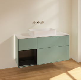 Тумба под раковину Villeroy & Boch Finion 120х50,1 см с подсветкой МДФ оливковый матовый лак/стекло белое матовое G701PDGM