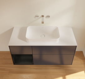 Тумба под раковину Villeroy & Boch Finion 120х50,1 см с подсветкой МДФ темно-синий матовый лак/стекло белое матовое G701PDHG