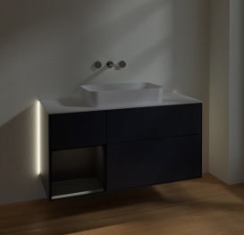 Тумба под раковину Villeroy & Boch Finion 120х50,1 см с подсветкой МДФ темно-синий матовый лак/стекло белое матовое G701PDHG