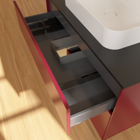 Тумба под раковину Villeroy & Boch Finion 100х50,1 см с подсветкой МДФ пион матовый лак/стекло черное матовое F362PCHB