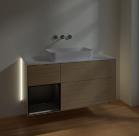 Тумба под раковину Villeroy & Boch Finion 120х50,1 см с подсветкой МДФ шпон дуба/стекло белое матовое G701PDPC