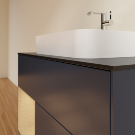 Тумба под раковину Villeroy & Boch Finion 100х50,1 см с подсветкой МДФ темно-синий матовый лак/стекло черное матовое F362PCHG