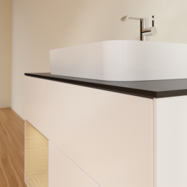 Тумба под раковину Villeroy & Boch Finion 100х50,1 см с подсветкой МДФ белый матовый лак/стекло черное матовое F362PCMT