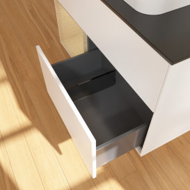 Тумба под раковину Villeroy & Boch Finion 100х50,1 см с подсветкой МДФ белый матовый лак/стекло черное матовое F362PCMT