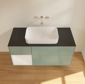 Тумба под раковину Villeroy & Boch Finion 120х50,1 см с подсветкой МДФ оливковый матовый лак/стекло черное матовое G702GFGM