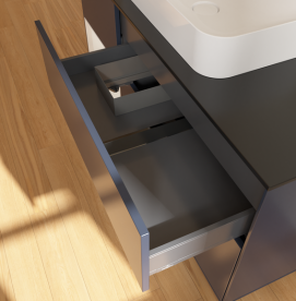 Тумба под раковину Villeroy & Boch Finion 120х50,1 см с подсветкой МДФ темно-синий матовый лак/стекло черное матовое G702GFHG