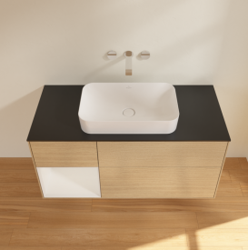 Тумба под раковину Villeroy & Boch Finion 120х50,1 см с подсветкой МДФ шпон дуба/стекло черное матовое G702GFPC