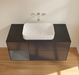 Тумба під раковину Villeroy & Boch Finion 120х50,1 см із підсвічуванням МДФ темно-синій матовий лак/скло чорне матове G702GKHG