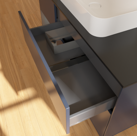 Тумба під раковину Villeroy & Boch Finion 120х50,1 см із підсвічуванням МДФ темно-синій матовий лак/скло чорне матове G702GKHG