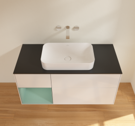 Тумба под раковину Villeroy & Boch Finion 120х50,1 см с подсветкой МДФ глянцевый белый лак/стекло черное матовое G702GMGF