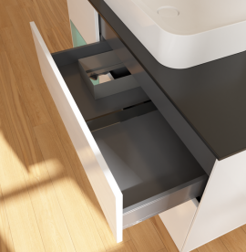 Тумба под раковину Villeroy & Boch Finion 120х50,1 см с подсветкой МДФ глянцевый белый лак/стекло черное матовое G702GMGF