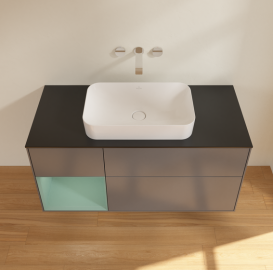 Тумба под раковину Villeroy & Boch Finion 120х50,1 см с подсветкой МДФ антрацит матовый лак/стекло черное матовое G702GMGK