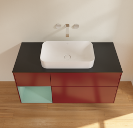 Тумба под раковину Villeroy & Boch Finion 120х50,1 см с подсветкой МДФ пион матовый лак/стекло черное матовое G702GMHB