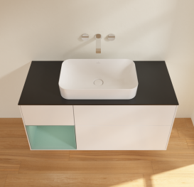 Тумба под раковину Villeroy & Boch Finion 120х50,1 см с подсветкой МДФ белый матовый лак/стекло черное матовое G702GMMT