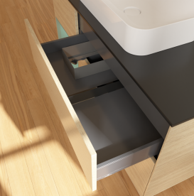 Тумба под раковину Villeroy & Boch Finion 120х50,1 см с подсветкой МДФ шпон дуба/стекло черное матовое G702GMPC