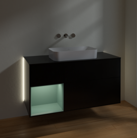 Тумба под раковину Villeroy & Boch Finion 120х50,1 см с подсветкой МДФ черный матовый лак/стекло черное матовое G702GMPD