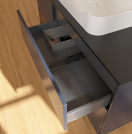 Тумба под раковину Villeroy & Boch Finion 120х50,1 см с подсветкой МДФ темно-синий матовый лак/стекло черное матовое G702GNHG