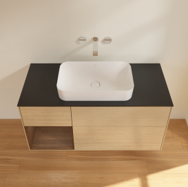 Тумба под раковину Villeroy & Boch Finion 120х50,1 см с подсветкой МДФ шпон дуба/стекло черное матовое G702GNPC