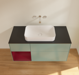 Тумба под раковину Villeroy & Boch Finion 120х50,1 см с подсветкой МДФ оливковый матовый лак/стекло черное матовое G702HBGM