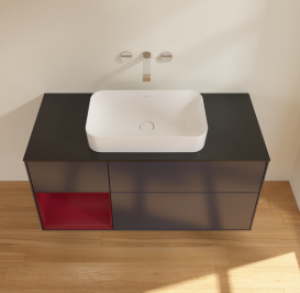 Тумба под раковину Villeroy & Boch Finion 120х50,1 см с подсветкой МДФ темно-синий матовый лак/стекло черное матовое G702HBHG