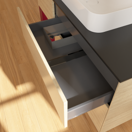 Тумба під раковину Villeroy & Boch Finion 120х50,1 см із підсвічуванням МДФ шпон дуба/скло чорне матове G702HBPC