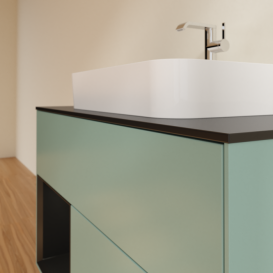 Тумба под раковину Villeroy & Boch Finion 100х50,1 см с подсветкой МДФ оливковый матовый лак/стекло черное матовое F362PDGM