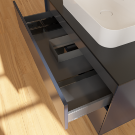 Тумба под раковину Villeroy & Boch Finion 100х50,1 см с подсветкой МДФ темно-синий матовый лак/стекло черное матовое F362PDHG