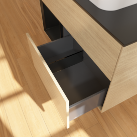 Тумба под раковину Villeroy & Boch Finion 100х50,1 см с подсветкой МДФ шпон дуба/стекло черное матовое F362PDPC