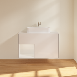 Тумба под раковину Villeroy & Boch Finion 100х50,1 см с подсветкой МДФ глянцевый белый лак/стекло белое матовое G361GFGF