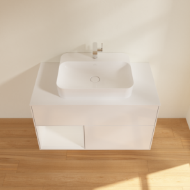 Тумба под раковину Villeroy & Boch Finion 100х50,1 см с подсветкой МДФ глянцевый белый лак/стекло белое матовое G361GFGF