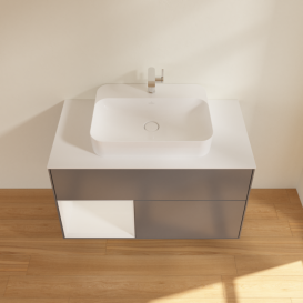 Тумба под раковину Villeroy & Boch Finion 100х50,1 см с подсветкой МДФ антрацит матовый лак/стекло белое матовое G361GFGK