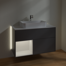 Тумба под раковину Villeroy & Boch Finion 100х50,1 см с подсветкой МДФ антрацит матовый лак/стекло белое матовое G361GFGK