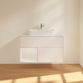 Тумба под раковину Villeroy & Boch Finion 100х50,1 см с подсветкой МДФ белый матовый лак/стекло белое матовое G361GFMT