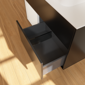 Тумба под раковину Villeroy & Boch Finion 100х50,1 см с подсветкой МДФ черный матовый лак/стекло белое матовое G361GFPD