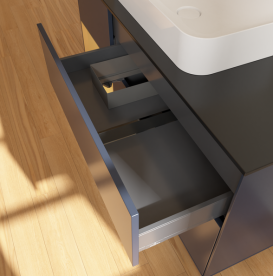 Тумба под раковину Villeroy & Boch Finion 120х50,1 см с подсветкой МДФ темно-синий матовый лак/стекло черное матовое G702HFHG