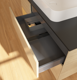 Тумба под раковину Villeroy & Boch Finion 120х50,1 см с подсветкой МДФ шпон дуба/стекло черное матовое G702HFPC